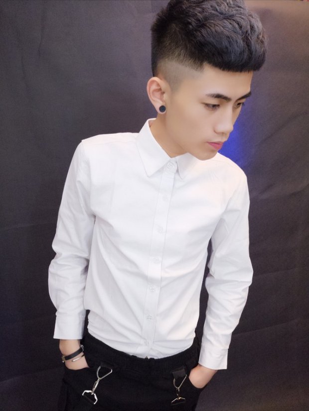 Áo lưới đỏ có tay dài nam Áo sơ mi nam màu đỏ thon gọn phiên bản Hàn Quốc theo xu hướng tinh thần của chàng trai mới áo khoác sơ mi