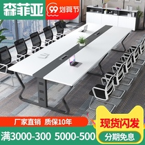 Conference table long table simple creative office reception room Workbench steel frame negotiation 4 6 8 people long table