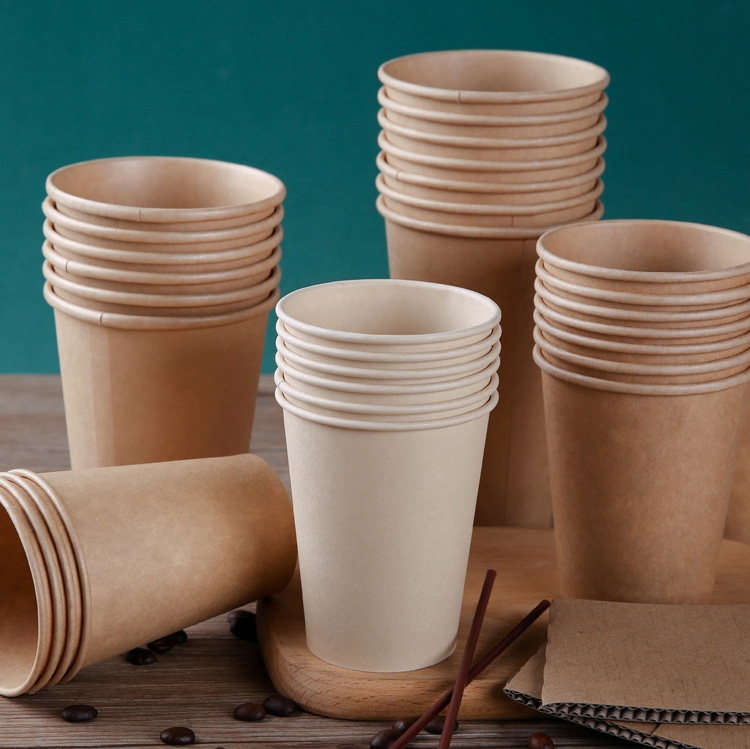 Anbao disposable kraft paper cup coffee milk tea paper cup thickened hot drink paper cup 100