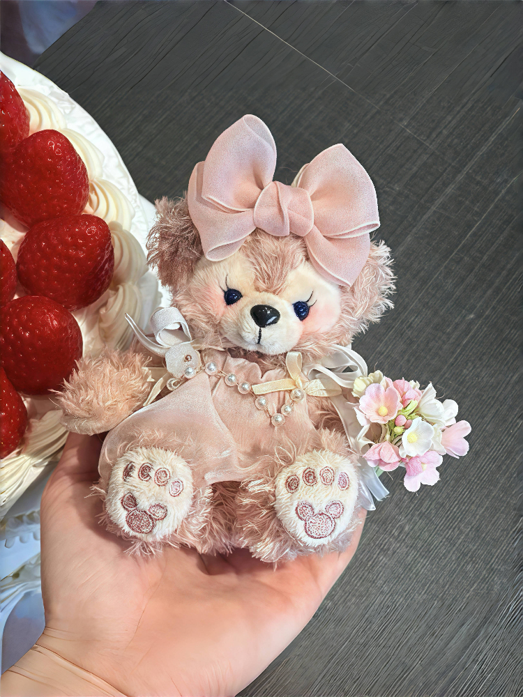 2025年春新款樱花雪莉玫包包挂件毛绒公仔达菲熊玩偶包包挂饰礼物
