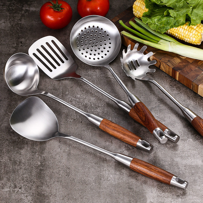 Jialekang 304 household rosewood stainless steel spatula cooking kitchen utensils soup spoon kitchen cooking shovel set