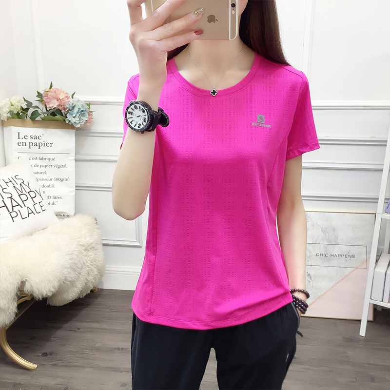 Speed Jersey Woman Short Sleeve Loose Large Size Code Running Outdoor Clothing T-shirt Quick Dry Jersey Ice Silk Elastic Speed Dry T-shirt Man