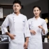 Polyester-Cotton cao cấp lưới thoáng khí áo liền quần đầu bếp ngắn tay nam mùa hè nhà hàng khách sạn nhà bếp phục vụ quần áo đầu bếp màu trắng tinh khiết đồng phục nấu ăn áo bếp nữ 