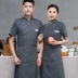 Polyester-Cotton cao cấp lưới thoáng khí áo liền quần đầu bếp ngắn tay nam mùa hè nhà hàng khách sạn nhà bếp phục vụ quần áo đầu bếp màu trắng tinh khiết đồng phục nấu ăn áo bếp nữ 