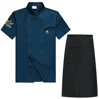 Синий фартук, короткий рукав