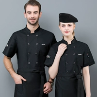 Черный фартук, берет, короткий рукав