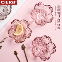 Japanese dipping bowl Hammered pink cherry blossom glass cooking dish Seasoning dish Small bowl Mini cute sauce vinegar dish