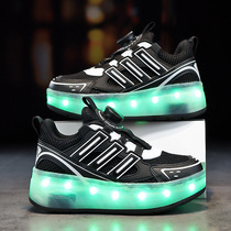 Childrens Heelys two-wheel four-wheel luminous roller skates spring and autumn 2024 new style for middle-aged and older children primary school students and boys