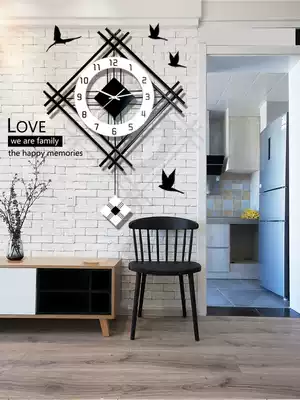 Nordic Net red quartz clock wall clock living room hanging watch personality creative home Modern simple fashion clock Wall