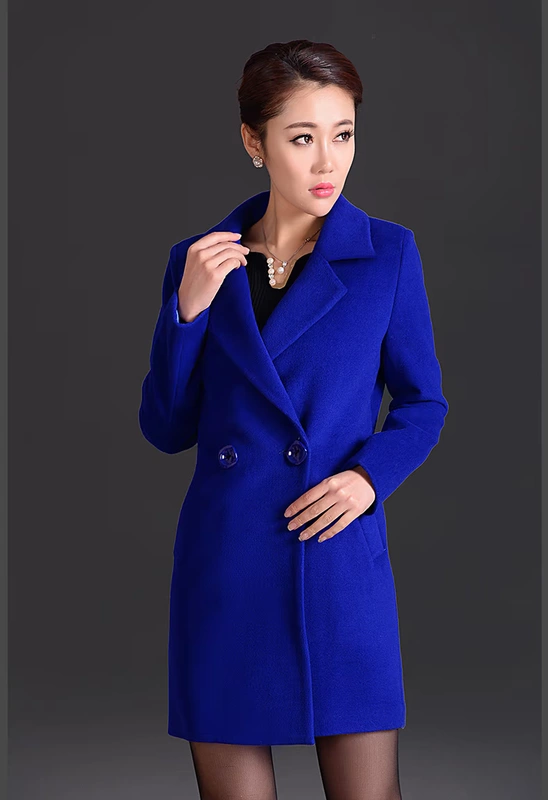 2015 mùa thu đông mới Phụ nữ Hàn Quốc thân hình thon thả, áo len dài, áo khoác len nữ - Áo Hàn Quốc áo khoác dạ caro nữ