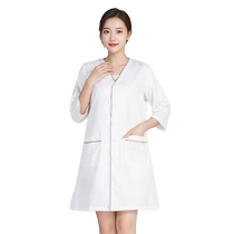 New V collar beautician working clothes short sleeve beauty salon special skin management tattoo embroidered beauty mascara