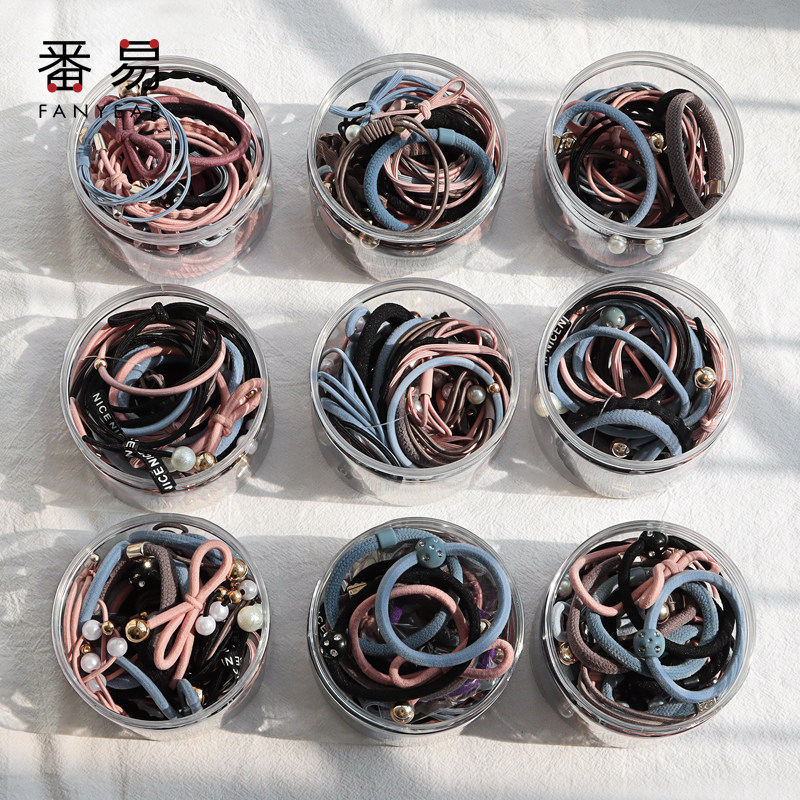 Mori tied hair headdress jewelry small fresh leather set hair ring head rope rubber band ponytail simple ins girl