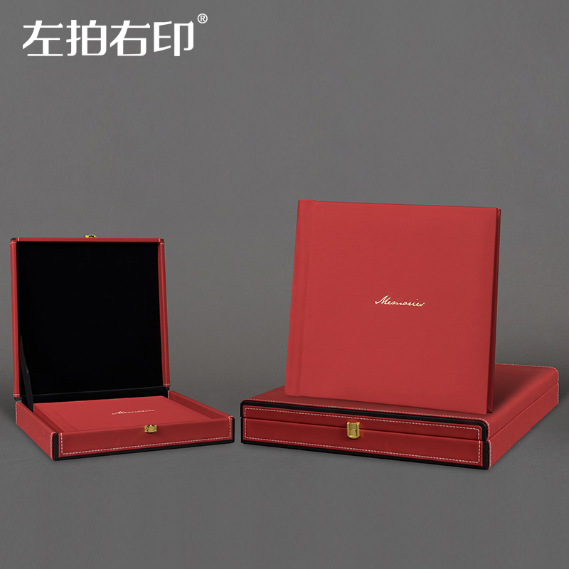 Photo Gallery High-end Red Cortical Wedding Photo Photo Album Making Lovers Creative Writing Real Movie Set Commemorative Album Customized Gift Boxes