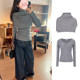 MosesQueen gray slim-fitting sweater two-piece set autumn and winter removable shawl thin top