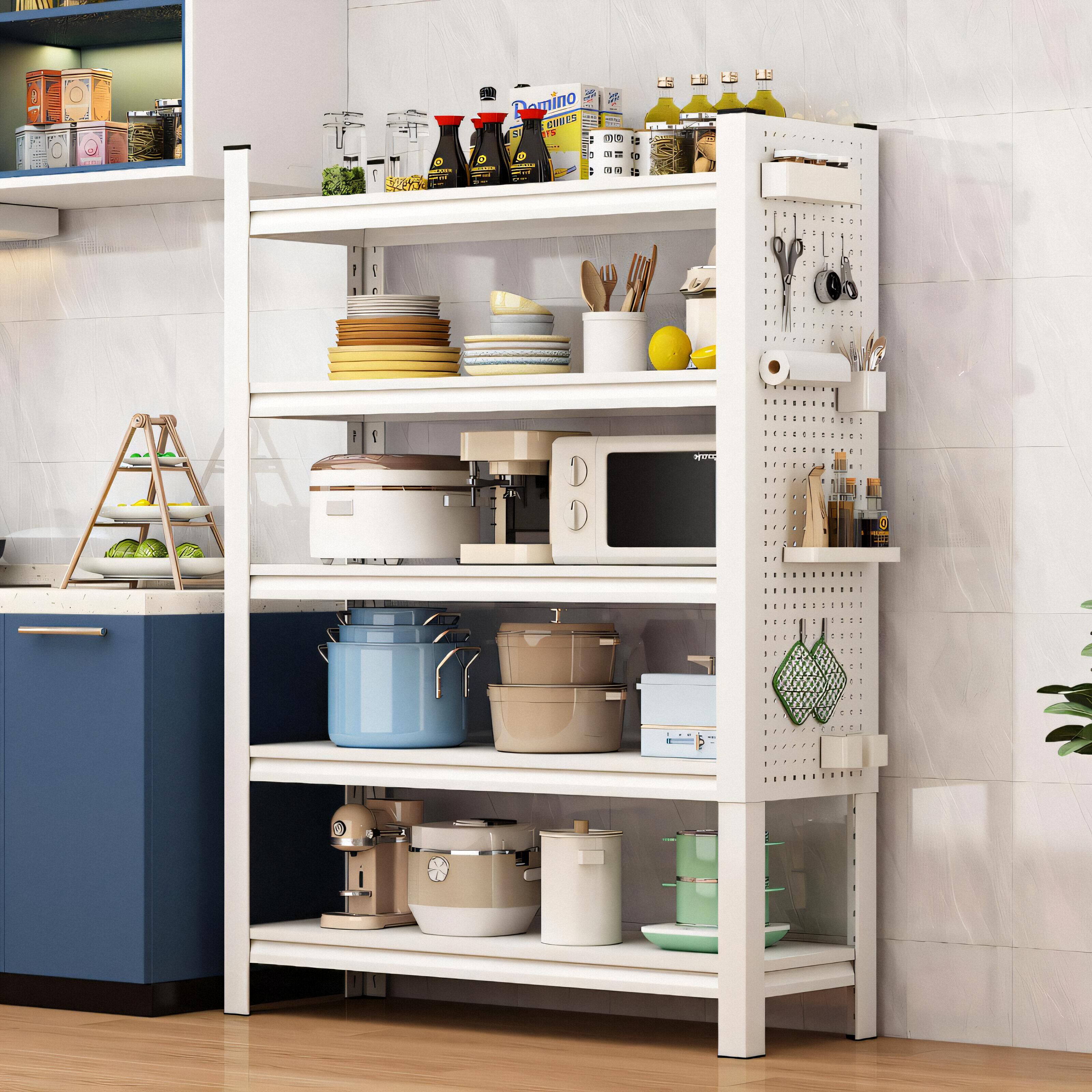 Kitchen hole board rack floor-standing multi-layer microwave oven multi-functional storage rack household oven rack pot