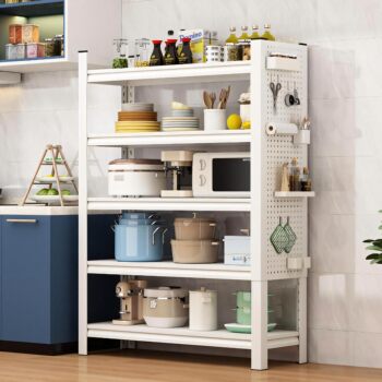 Kitchen hole board rack floor-standing multi-layer microwave oven multi-functional storage rack household oven rack pot