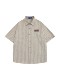 XOL 原创日系条纹翻领短袖衬衫男女小众设计感复古港风chic衬衣夏