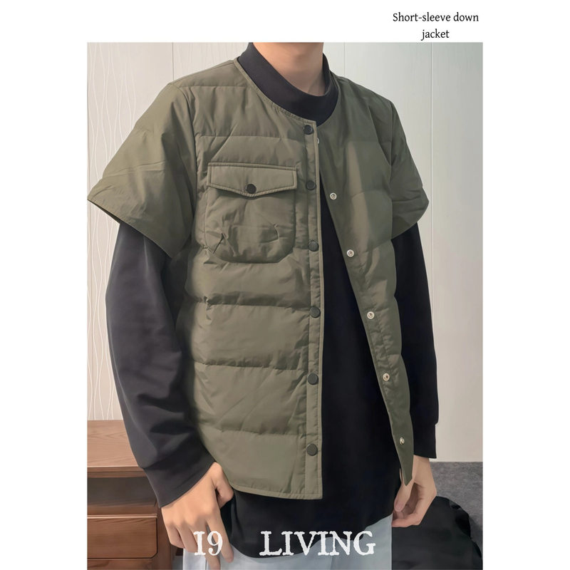 【I9】Short-Sleeved down Jacket for Men and Women, Round Neck, Short-Sleeved, Windproof, Fashionable and Warm down Short-Sleeved Jacket 【I9】Short-Sleeved down Jacket for Men and Women, Round Neck, Short-Sleeved, Windproof, Fashionable and Warm down Short-Sleeved Jacket