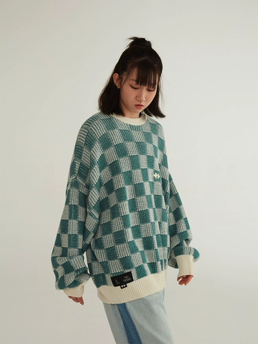 Официальный эквалайзер Ранний весенний свитер мужской схема плановой решетки с плакатой.