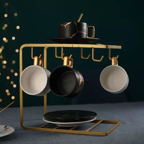 Кофейный креативный мраморный золотой комплект, европейский стиль, простой и элегантный дизайн