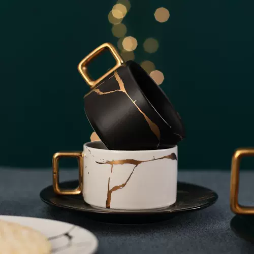 Кофейный креативный мраморный золотой комплект, европейский стиль, простой и элегантный дизайн
