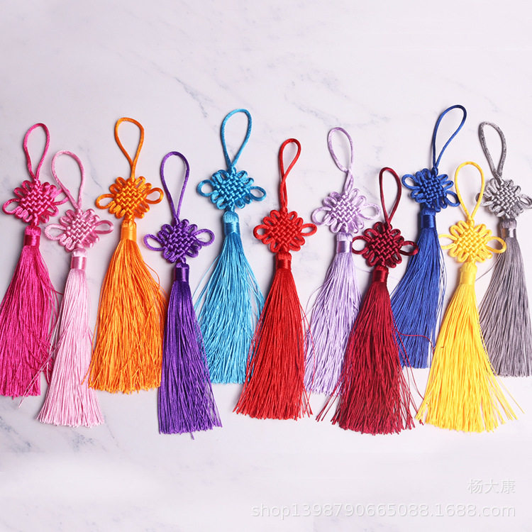 Chinese knot No. 5 No. 6 red small pendant Chinese knot tassel hanging ornament characteristic handicraft braided rope lanyard