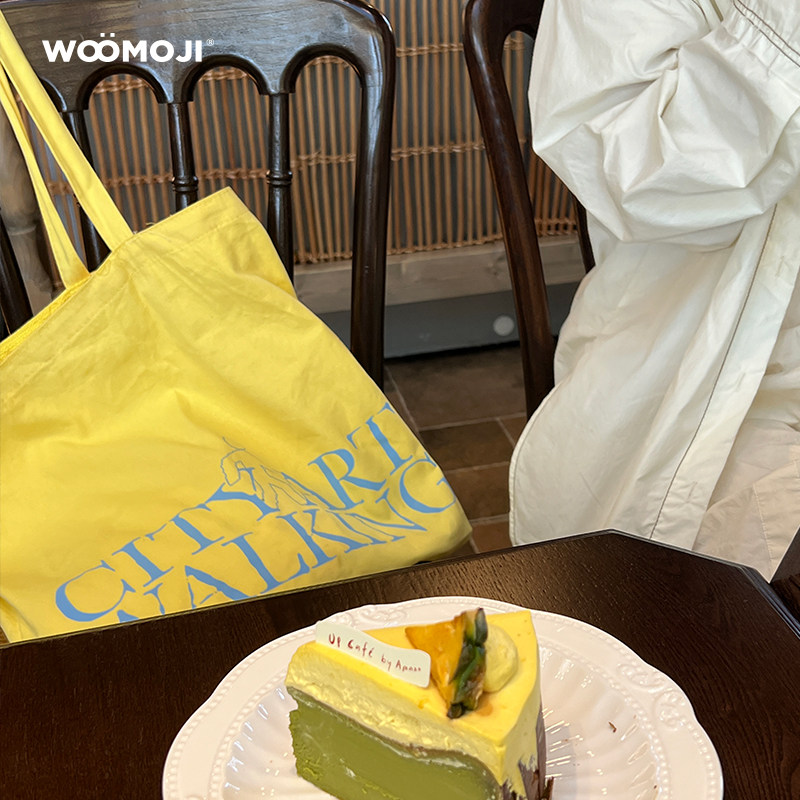 WOOMOJI original design canvas bag art day reading niche large capacity simple commuter shoulder bag relaxed feeling
