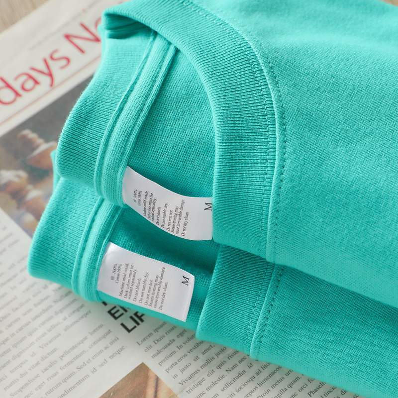 Lake Blue Short-Sleeve T-Shirt for Men and Women, 210g Heavyweight American Casual Style, Tiffany Blue, Mint Green, Solid Color Half-Sleeve