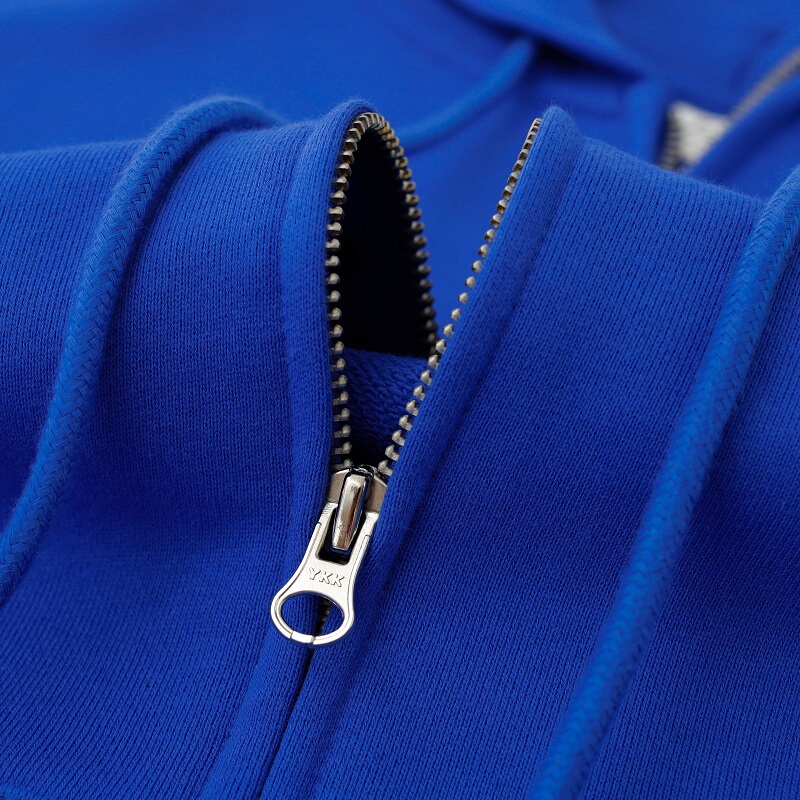 Bright Klein Blue! 290g Heavyweight Sapphire Blue Cardigan Sweatshirt for Men, Solid Color Loose Zipper Jacket for Women, Autumn