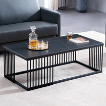 Minimalist modern creative office Fairs Guest Tea Table Fire stone rock plate glass tea table Long a few iron art tea table