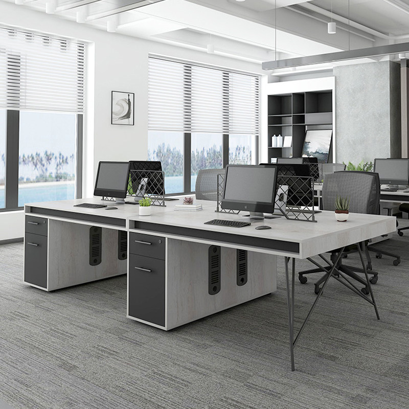 Simple and modern industrial style staff desk 4-person staff table and chair combination 6-person office workstation computer desk