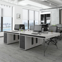 Minimalist modern industrial wind staff desk 4 people with staff table and chairs combined 6-person office station computer desk