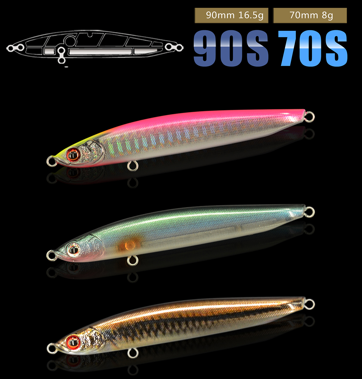 Sinking Minnow Fishing Lures Hard Baits Fresh Water Bass Swimbait Tackle Gear