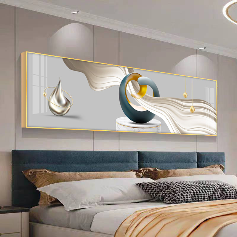 Light luxury bedroom bedside decoration painting simple master bedroom single horizontal mural living room sofa background wall hanging painting abstract
