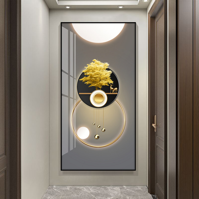 Light luxury entry porch decorative painting simple living room aisle wall mural vertical version abstract corridor crystal porcelain diamond hanging painting