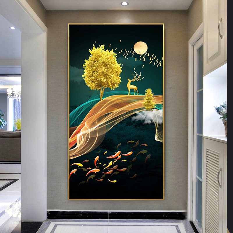 Modern minimalist light extravaganza Painting New Chinese Style Living Room Sofa Background Wall Decoration Painting into the Outdoor Guan Dining Hall Mural Painting