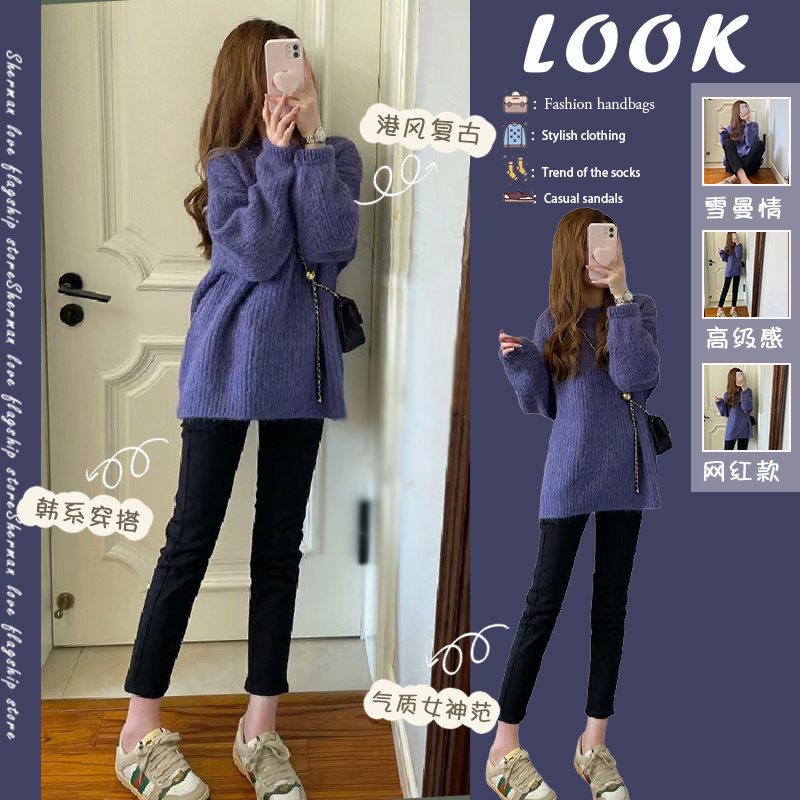 Autumn and Winter Fashion, Stylish and High-End, Slimming and Flattering for Slightly Chubby Figures, Petite Women's Chanel-Style Sweater Set