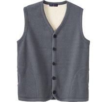 Cardigan thermal underwear for middle-aged and elderly men thickened and velvet winter sleeveless vest dad single top