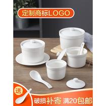 Stew pot for stewing household birds nest and bone china soup pot with lid one person mini egg custard bowl