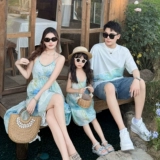 Пляжное летнее платье, футболка, комплект, семейный стиль