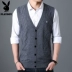 Playboy đan áo len nam vest trung niên kinh doanh bình thường vest vai mùa đông ấm áo len mỏng áo vest len nam Dệt kim Vest