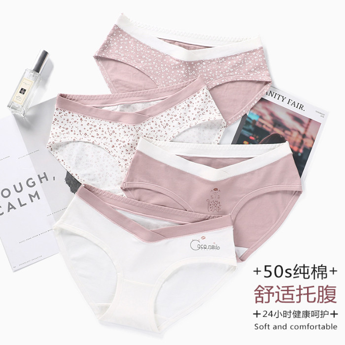 2 2020 new summer cotton pregnant women low waist underwear small fresh antibacterial printing sexy pregnant women underwear