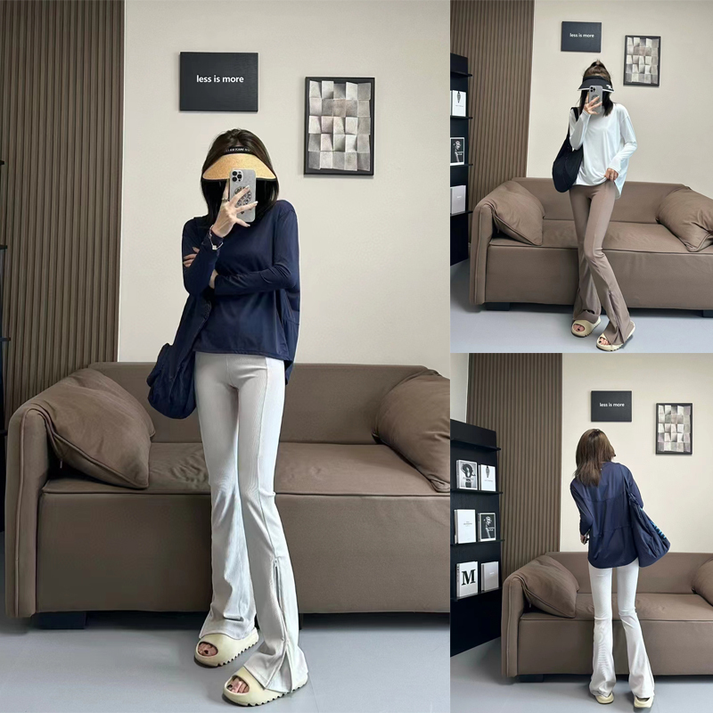 【Not Easy to Wear, Hit Me with It】Lu2026 New Women's Ribbed Flared Pants, Quick-Drying Butt-Lifting Yoga Pants, Suitable for Wearing Outside in Autumn