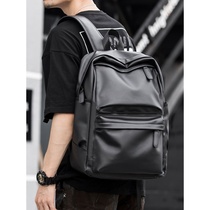 Hong Kong leather shoulder bag Mens fashion trend brand leisure travel computer backpack Junior high school college student school bag mens bag
