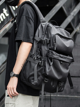 Hong Kong fashion backpack mens double shoulder bag Large capacity travel bag Middle and high school student school bag Tide brand leisure mens bag