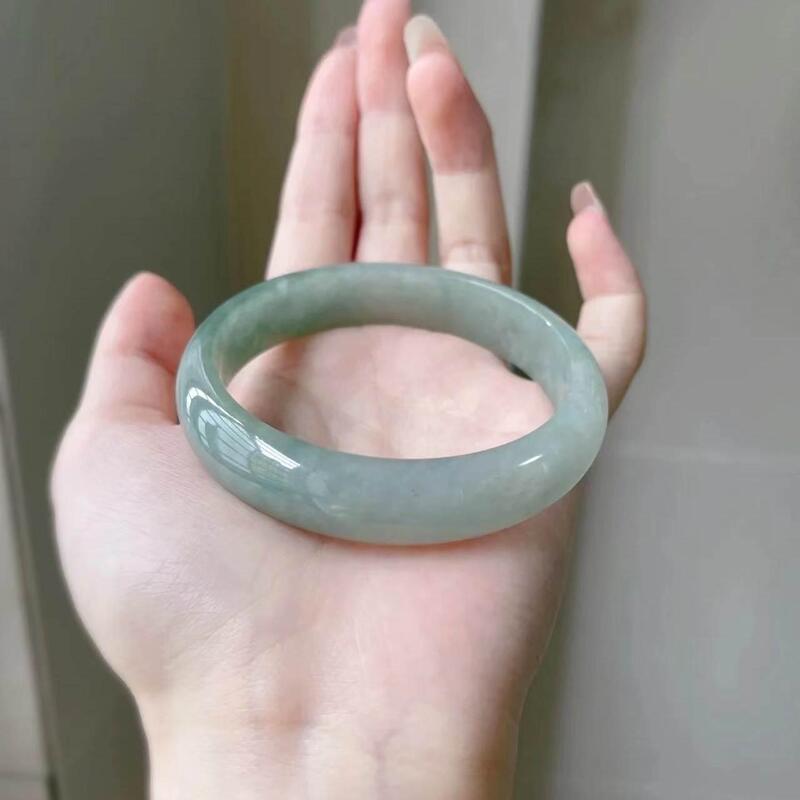 Floating Flower Jade Bracelet for Women, Oil Green Floating Flower Jade Bangle, Icy Waxy Light Green Bracelet, Young Style Floating Flower Jade Bracelet for Women, Oil Green Floating Flower Jade Bangle, Icy Waxy Light Green Bracelet, Young Style