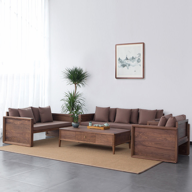 Old Elm Wood Solid Wood Sofa Group of Chinese Guido Corner House Modern Whole-room TV Cupboard Tea Table Furniture