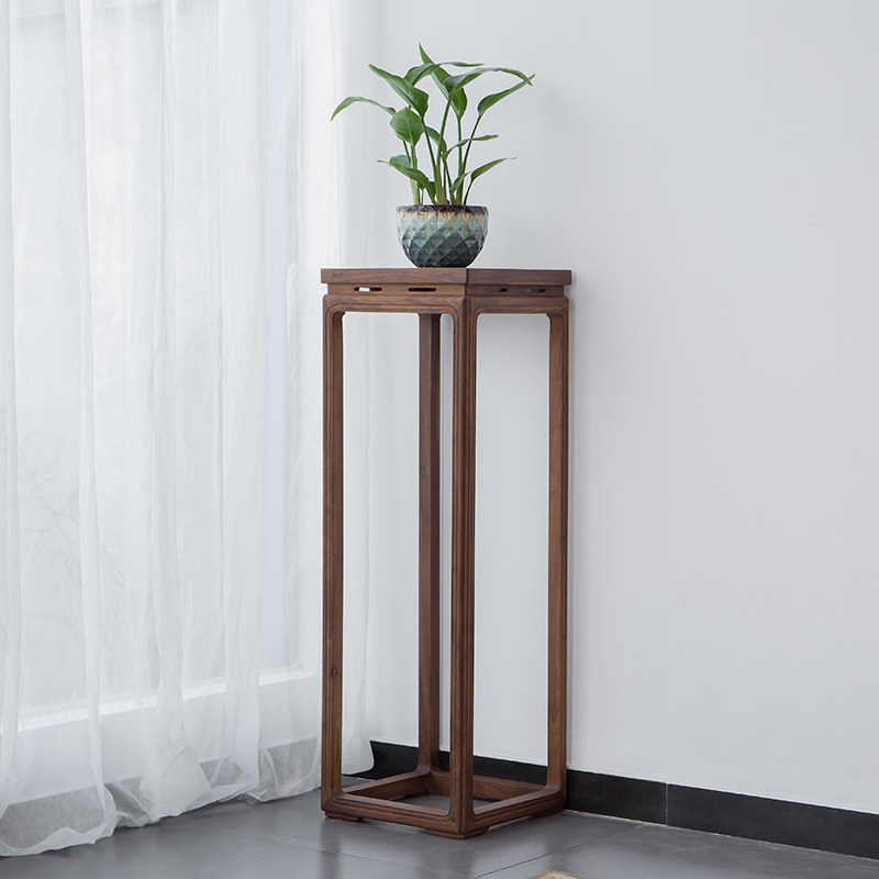 Zen's new Chinese flower shelf flowers a few sides a few North American black walnuts old elm wood solid wood imitation ancient Ming and Qing style furniture