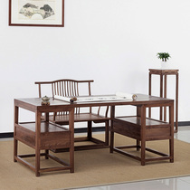 New Chinese furniture North American Black Walnut office desk Old Elm Zen writing desk Painting case Writing desk Solid wood