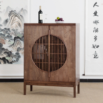 New Chinese style Old elm entrance cabinet Shoe cabinet Black walnut paint-free multi-layer tea cabinet Tea cabinet locker Dining side cabinet